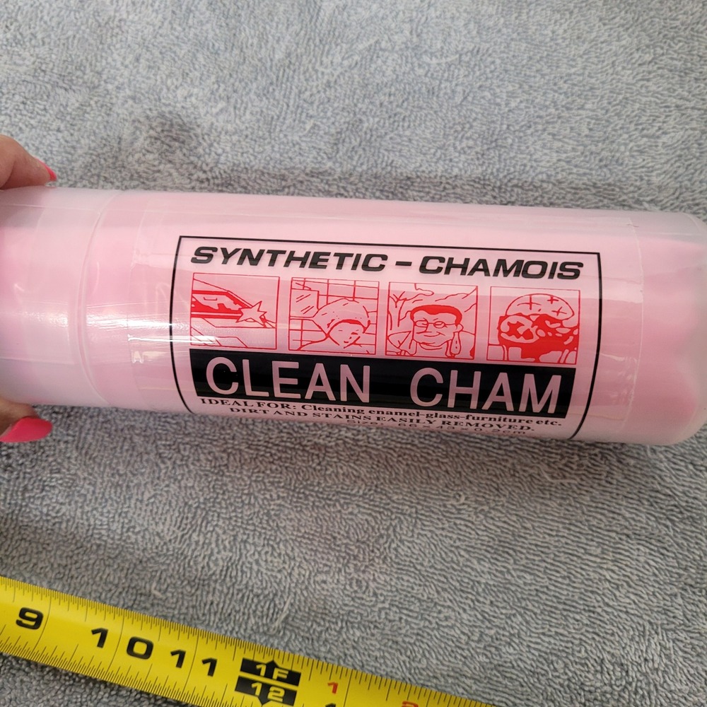 Clean Cham Synthetic Chamois Pink Cleaning Cloth Towel with Case‎ 66x43cm